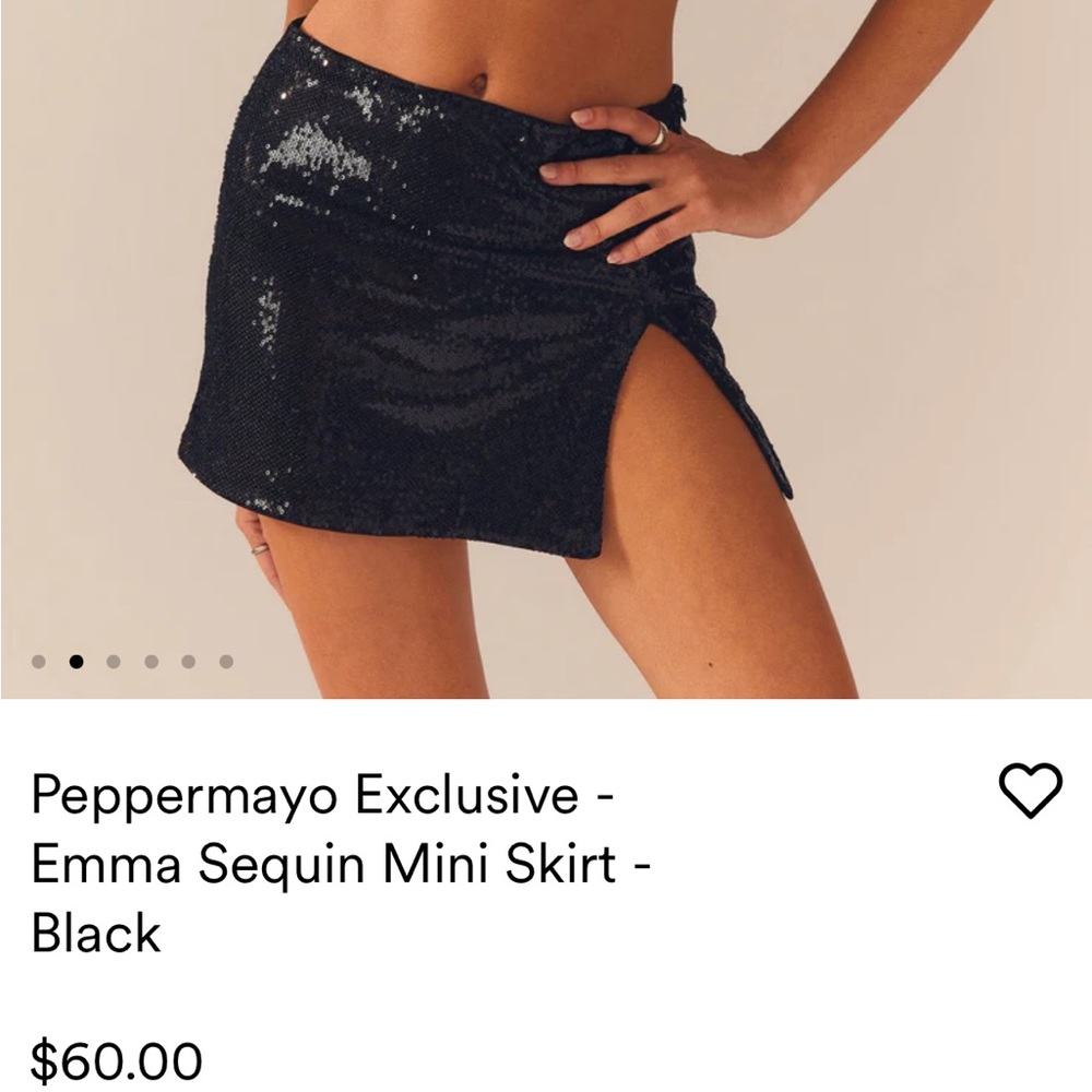 Black Sequin Mini Skirt with a Slit